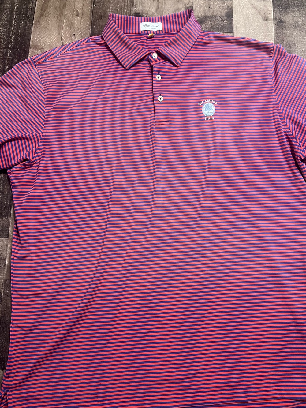 Peter Millar Pink and Blue Thin-Striped Polo
